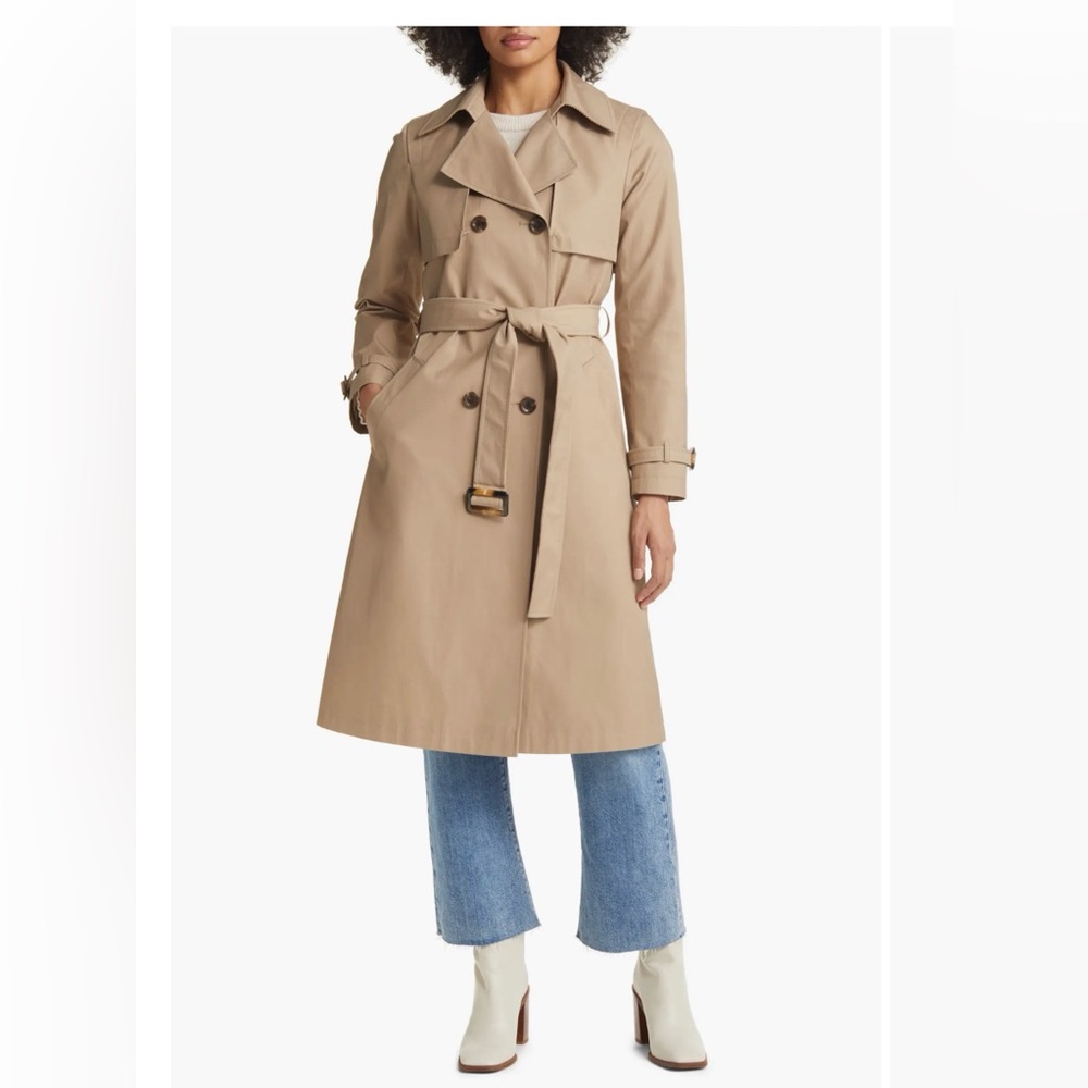 Water Repellent Double Face Cotton Blend Trench Coat